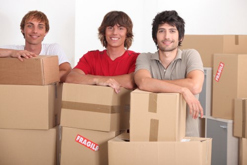 Removal van and boxes prepared for a Wandsworth move