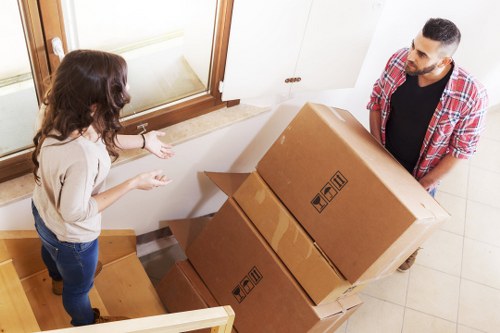 Securely packed van with strapped goods for transport