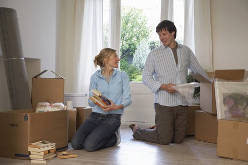 Moving van at a commercial property with local access considerations